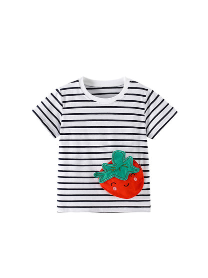 Summer Girls’ Fruits and Striped Pattern T-shirt, MyKids-USA®, T-Shirts, MyKids-USA -  -  -  -  -  -  - .