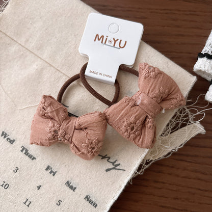 Collection of 2 Versatile Cute Butterfly-bow Shape Decorated Hair Ties, MyKids-USA®, Ponytail Holders, MyKids-USA - Size/Age - Average Size (0-12Y） - Color - Red -  -  - TR2603171010-F.