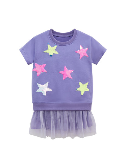 Girls’ Clothing Summer Collection – Sequin Star Children’s T-Shirt Dress