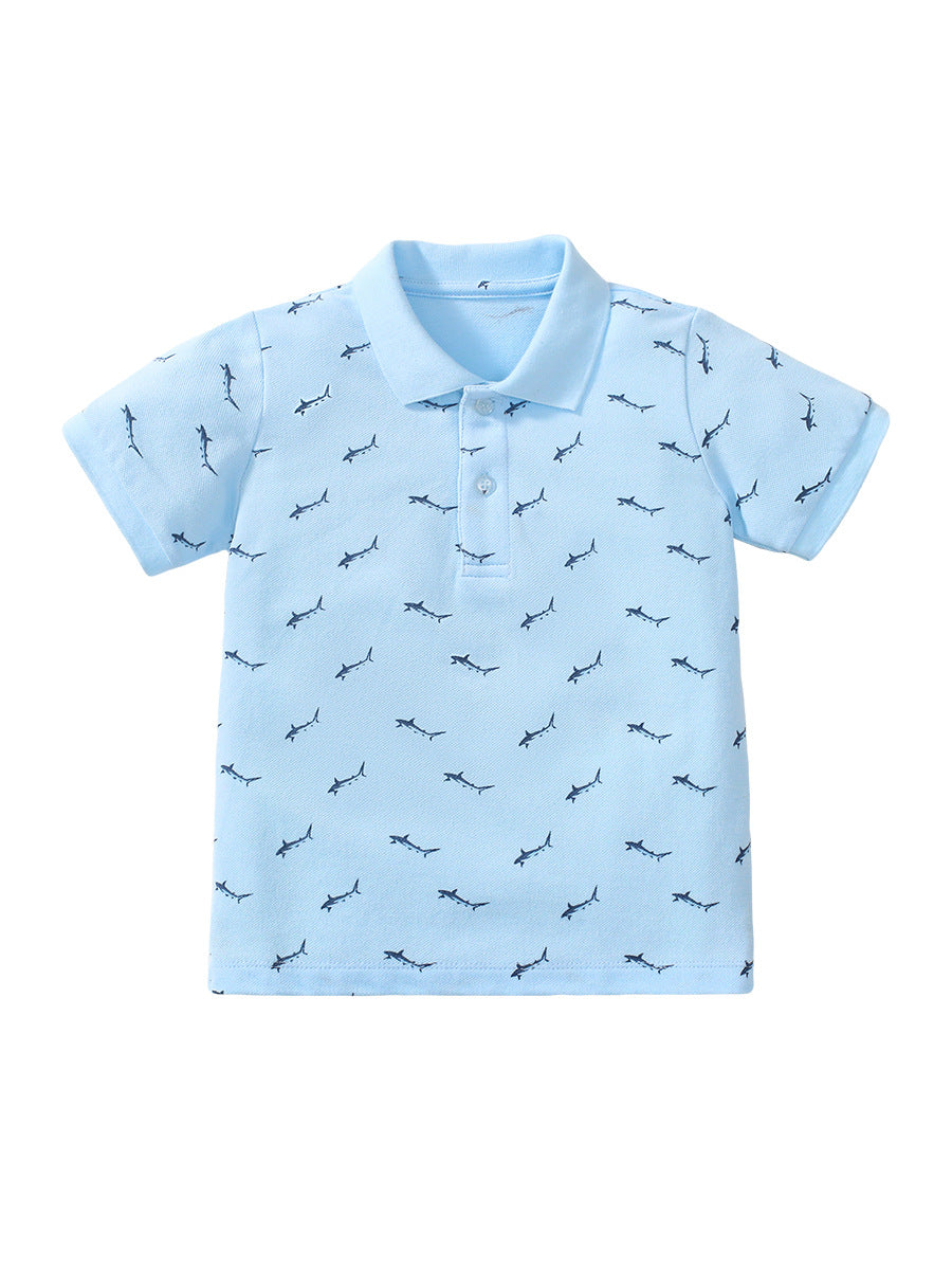 Baby Kids Boys Fish Print Short Sleeves Polo Shirt