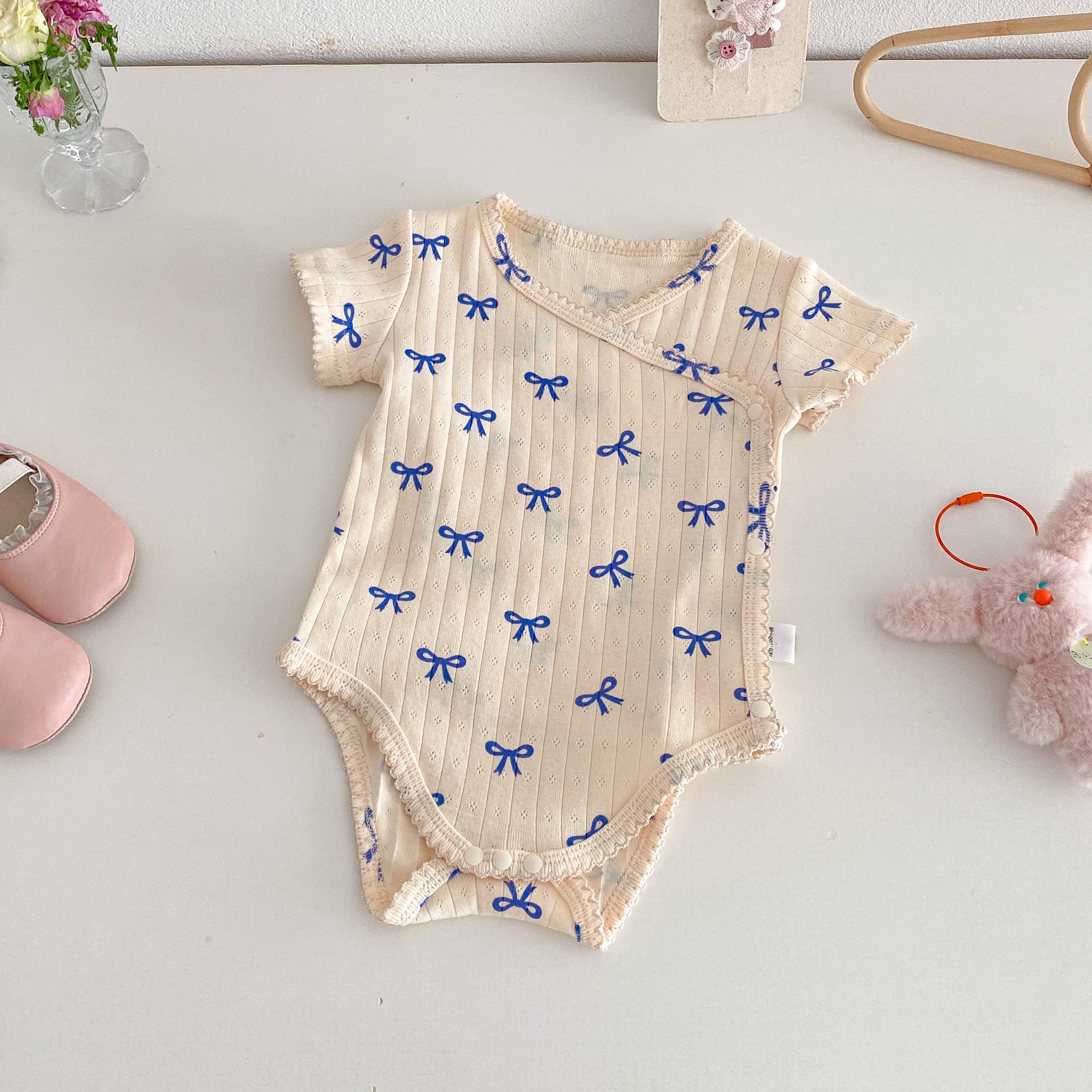 Arrival Summer Baby Girls Butterfly-bows Pattern Sleeveless or Short Sleeves Bodysuit, MyKids-USA®, Bodysuits, MyKids-USA - Size/Age - 66 (3-6M) - Color - Blue -  -  - TR2602081552-A.