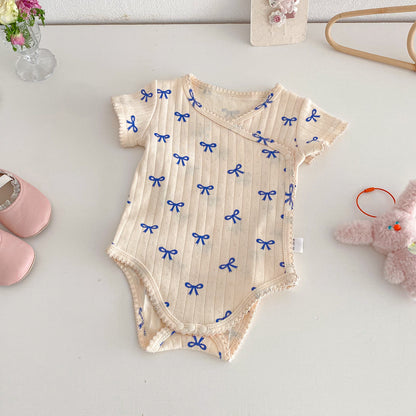 Arrival Summer Baby Girls Butterfly-bows Pattern Sleeveless or Short Sleeves Bodysuit, MyKids-USA®, Bodysuits, MyKids-USA - Size/Age - 66 (3-6M) - Color - Blue -  -  - TR2602081552-A.