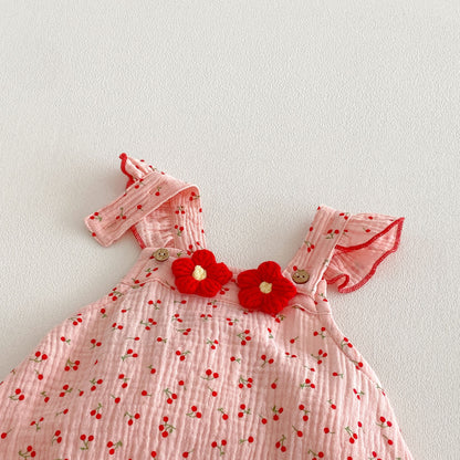 Design Summer Baby Kids Girls Sleeveless Flowers and Fruits Pattern Strap Bodysuit, MyKids-USA®, Bodysuits, MyKids-USA -  -  -  -  -  -  - .