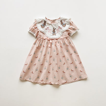 Summer Arrival Baby Girls Short Sleeves Animals Cartoon Pattern Dress, MyKids-USA®, Baby & Children's Dresses, MyKids-USA - Size/Age - 90 (12-24M) - Color - Pink -  -  - TR2604222349-B.