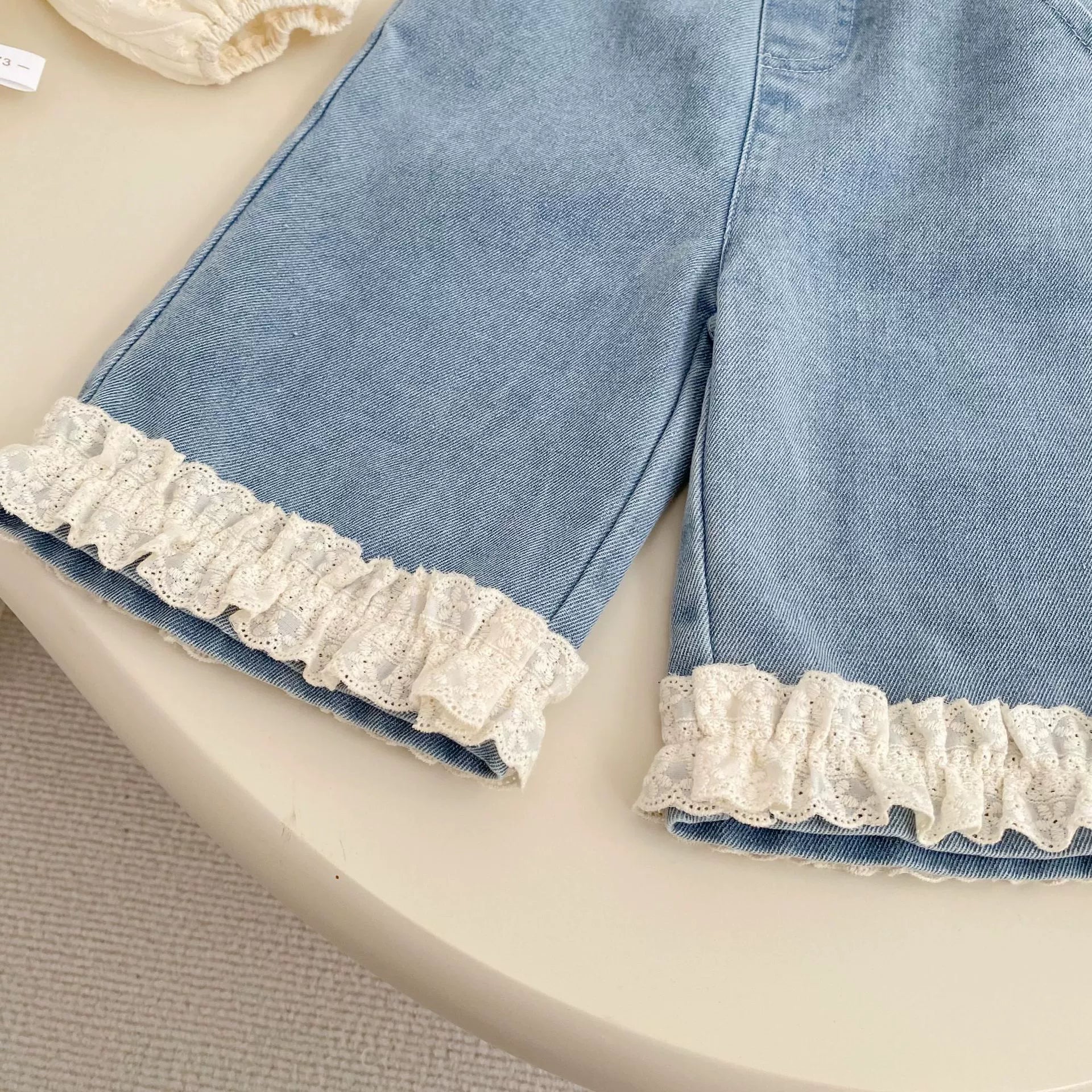 Spring and Autumn Arrival Modern Baby Kids Girls Denim Floral Lace Trim Decorated Pants, MyKids-USA®, Jeans, MyKids-USA -  -  -  -  -  -  - .