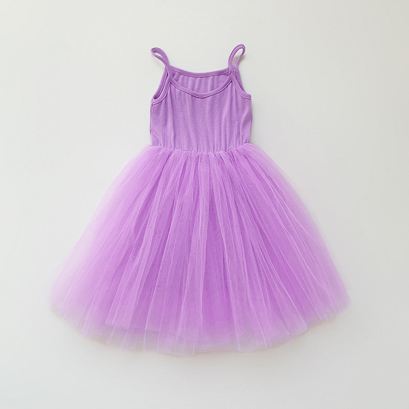 Summer Baby Kids Girls Sleeveless Plain Tulle Patchwork Strap Dress, MyKids-USA®, Baby & Children's Dresses, MyKids-USA - Size/Age - 80 (9-12M) - Color - Purple -  -  - TR2605152315-F.