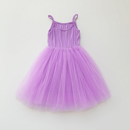 Summer Baby Kids Girls Sleeveless Plain Tulle Patchwork Strap Dress, MyKids-USA®, Baby & Children's Dresses, MyKids-USA - Size/Age - 80 (9-12M) - Color - Purple -  -  - TR2605152315-F.