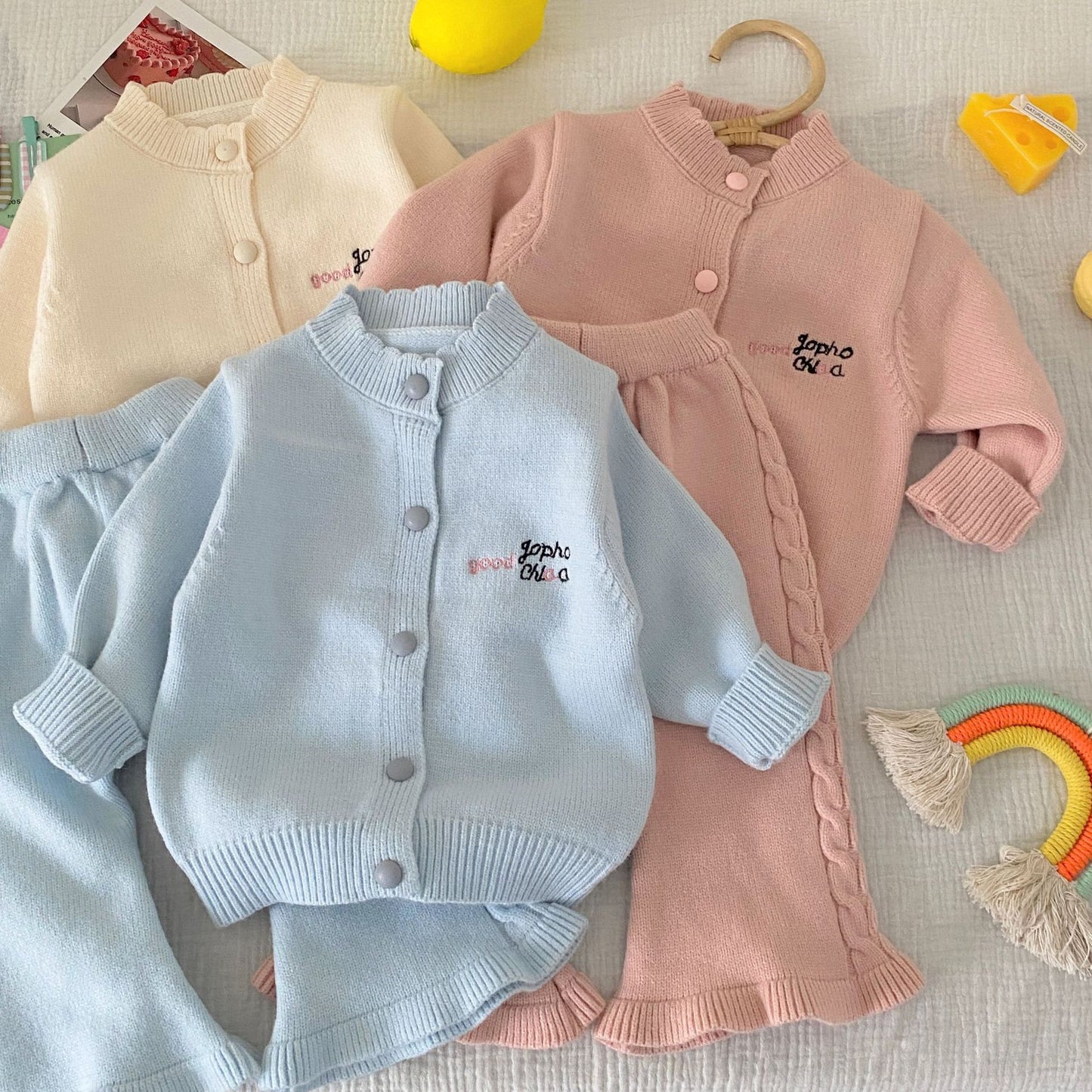 Winter and Autumn Baby Kids Girls Letters Pattern Long Sleeves Cardigan and Plain Pants Knitted Clothing Set, MyKids-USA®, Baby & Toddler Outfits, MyKids-USA -  -  -  -  -  -  - 