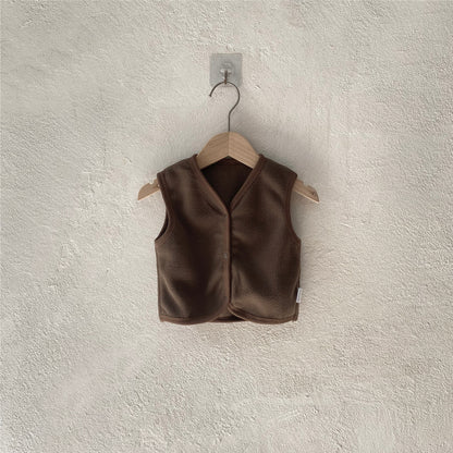 Arrival Winter and Autumn Baby Kids Unisex Fleece-Lined Sleeveless V Neck Vest, MyKids-USA®, Baby & Toddler Coats & Jackets, MyKids-USA - Size/Age - 66 (3-6M) - Color - Brown -  -  - TR2601071126-B.