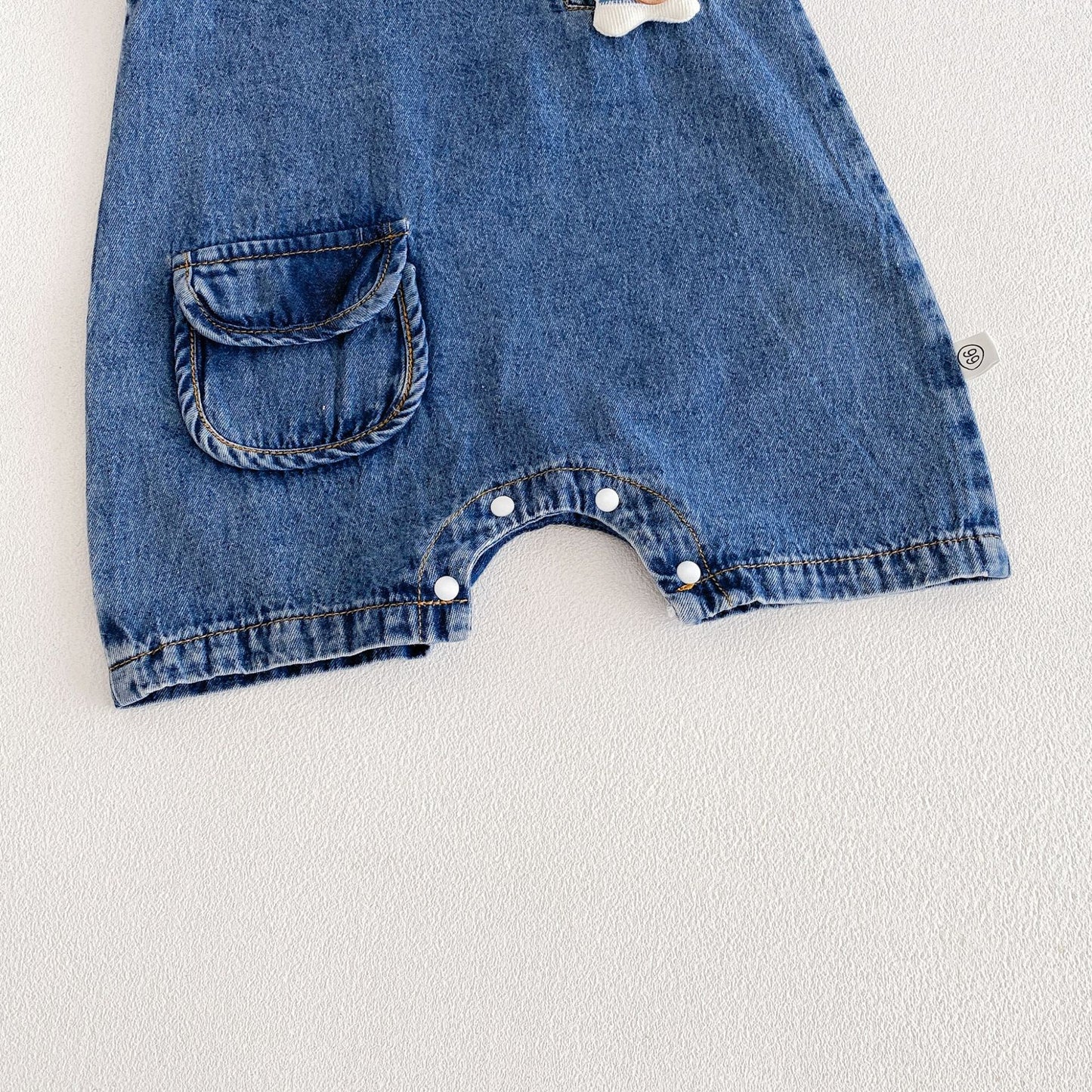 Design Summer Baby Kids Boys Sleeveless Denim Cartoon Pattern Rompers