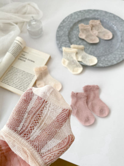 Summer Super Thin Breathable Socks For Girls: Baby Girls’ Solid Color Socks