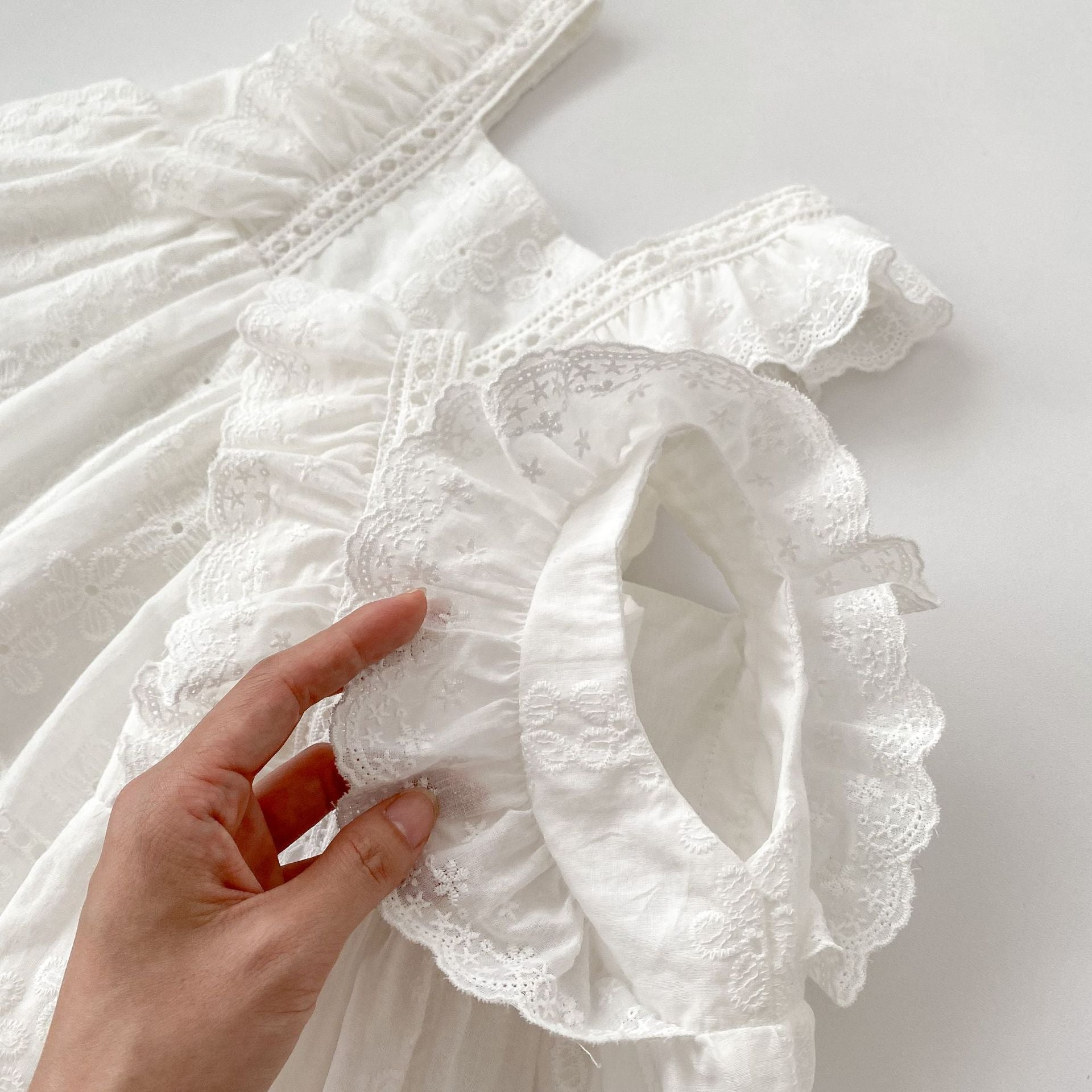 Summer Girls Solid Color Floral Embroidery Square Neck Onesies And Girls’ Dress – Princess Sister Matching, MyKids-USA®, Baby & Toddler Outfits, MyKids-USA -  -  -  -  -  -  - 