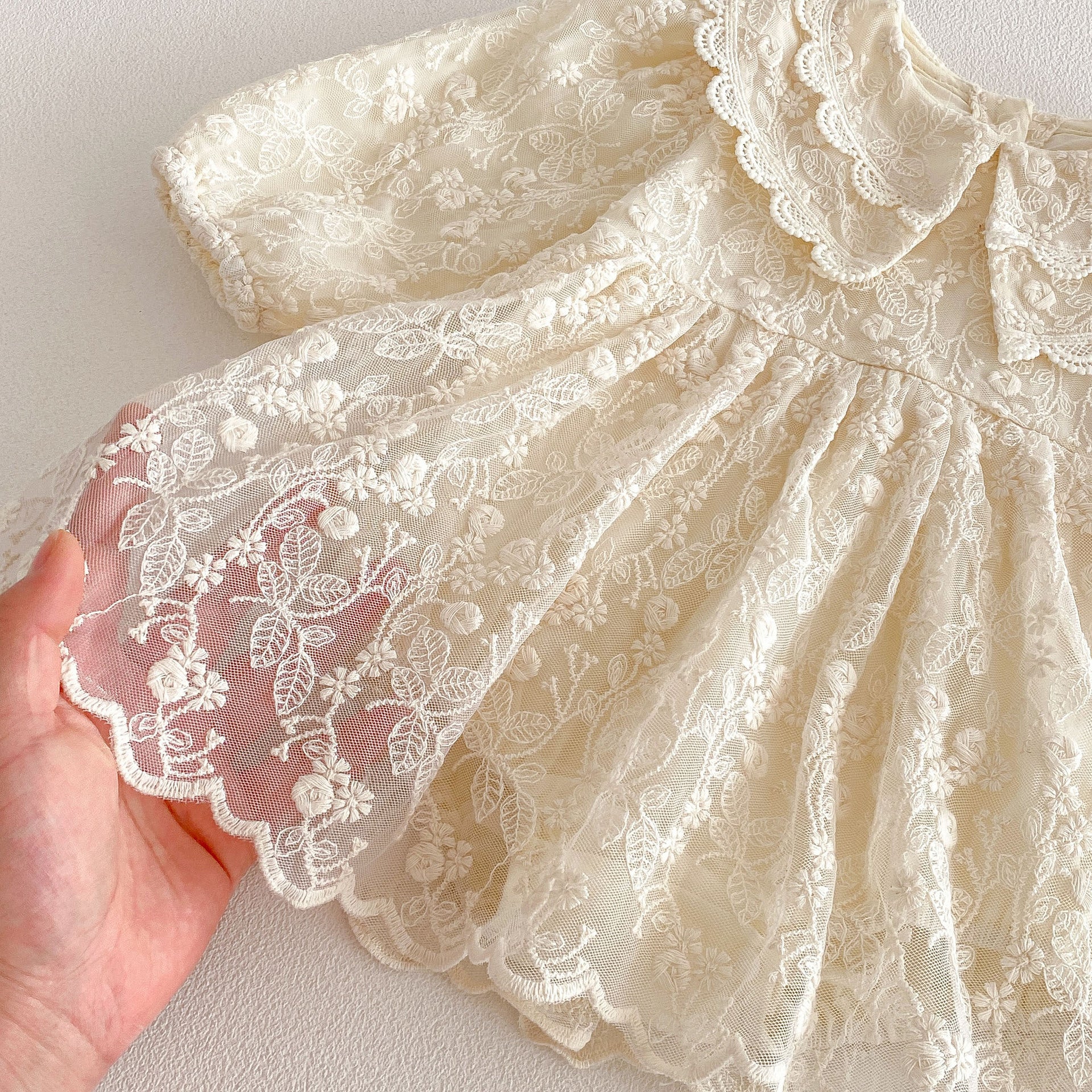 Spring Arrival Baby Girls Long Sleeves Tulle Decorated Flowers Pattern Bodysuit, MyKids-USA®, Bodysuits, MyKids-USA -  -  -  -  -  -  - .