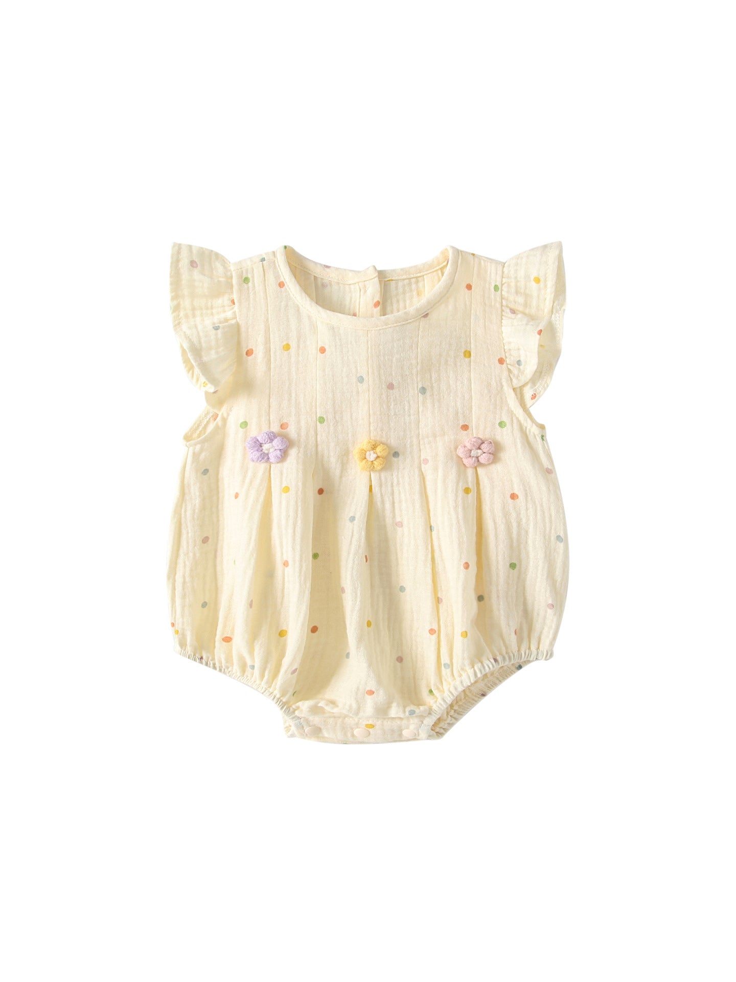 Summer Arrival Baby Girls Fly Sleeves Flowers and Dots Pattern Bodysuits, MyKids-USA®, , MyKids-USA -  -  -  -  -  -  - .