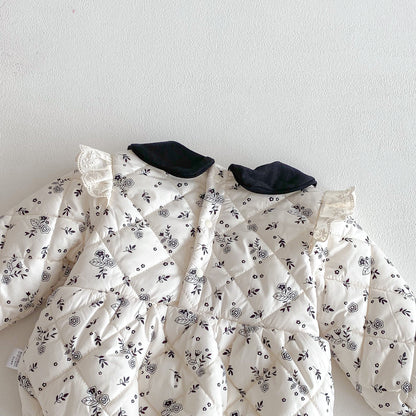 Winter Arrival Baby Girls Long Sleeves Floral Pattern Fleece-Lined Bodysuit, MyKids-USA®, Bodysuits, MyKids-USA -  -  -  -  -  -  - .