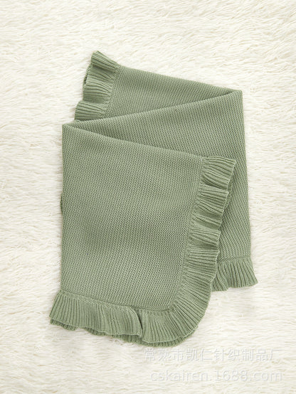 New Arrival Knitted Baby Blanket With Ruffle Trim Design: New Solid Color Pure Cotton Collection For All Seasons