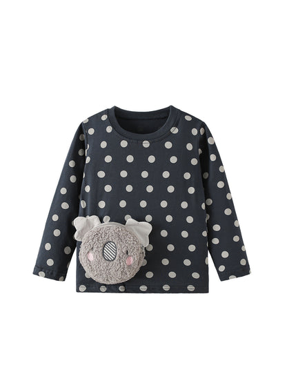 MyKids-USA® Spring and Autumn Baby Kids Girls Polka Dots Pattern Long Sleeves Top