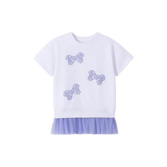 Summer Arrival Butterfly Pattern Short Sleeves Tulle Dress for Stylish, MyKids-USA®, Baby & Toddler Dresses, MyKids-USA - Size/Age - 90 (12-24M) - Color - White -  -  - TR2503072351-A