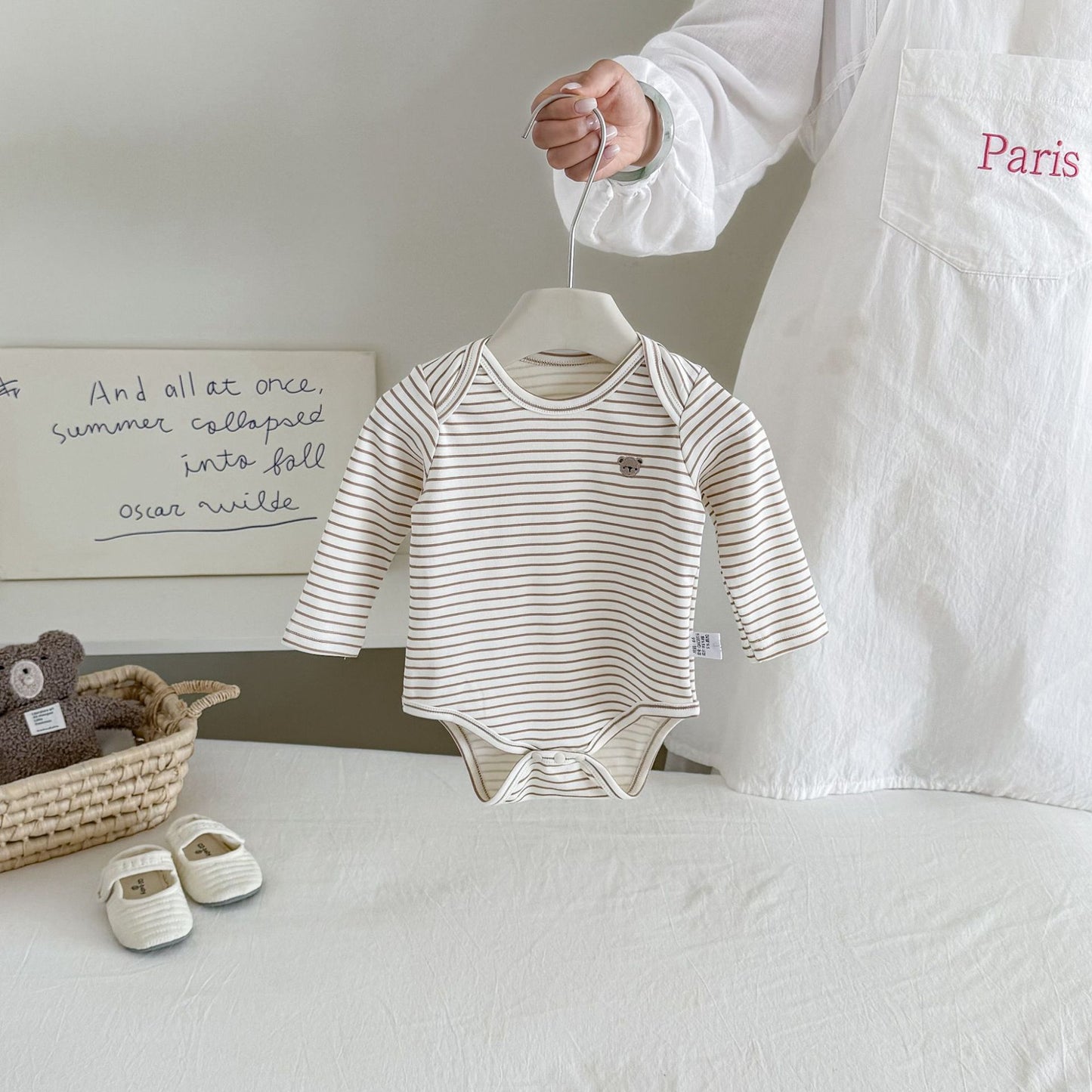 MyKids-USA® Autumn Arrival Baby Long Sleeves Cute Teddy Bear Pattern Bodysuit