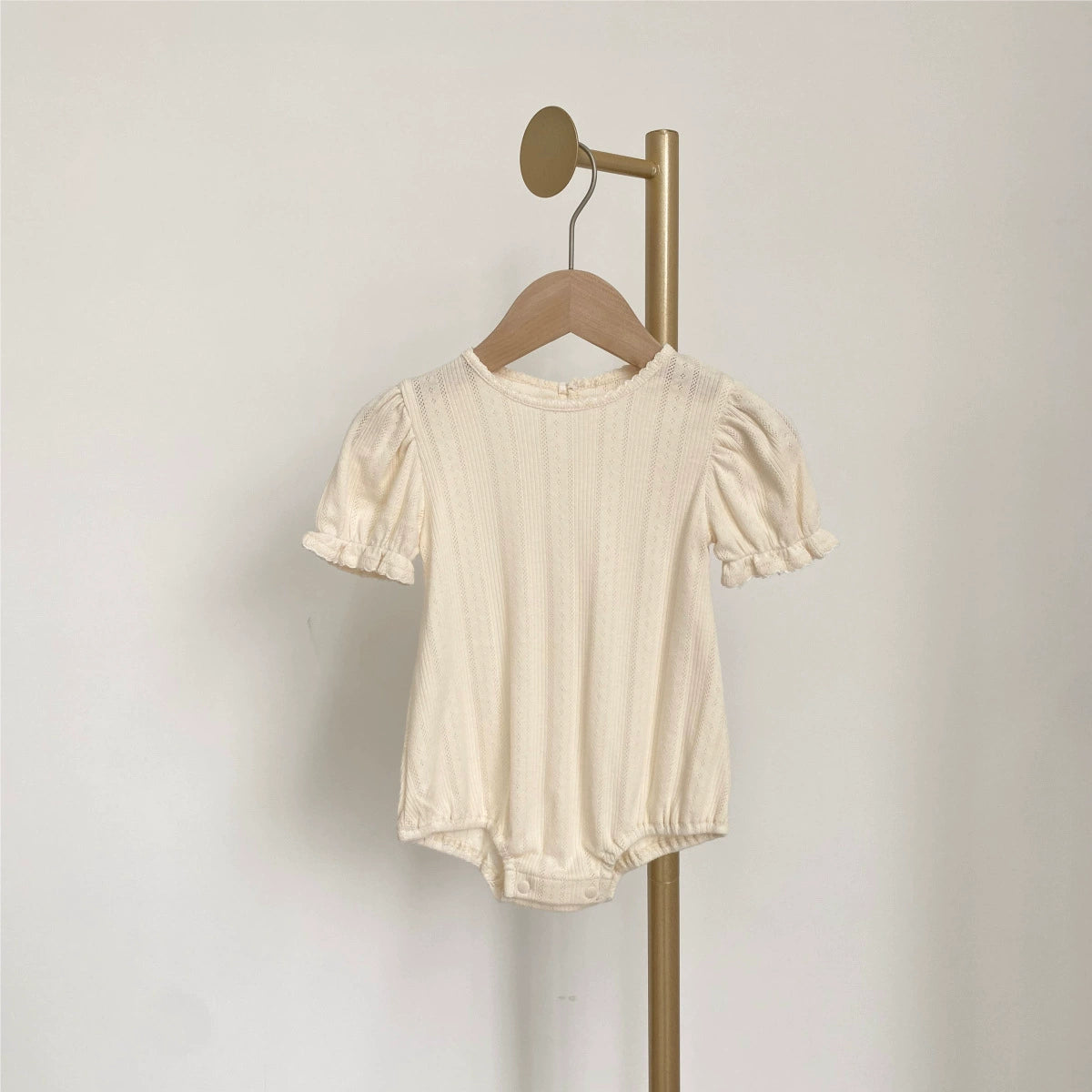 Summer Arrival Baby Girls Simple Short Sleeves Solid Color Striped Onesies, MyKids-USA®, Baby One-Pieces, MyKids-USA - Size/Age - 66 (3-6M) - Color - Apricot -  -  - TR2506071945-A