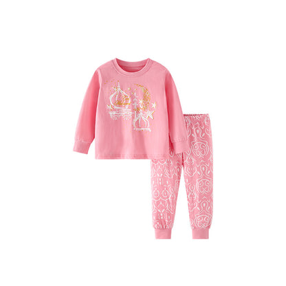 Spring and Autumn Girls Stars Pattern Long Sleeves Top and Pants Clothing Set, MyKids-USA®, Baby & Toddler Outfits, MyKids-USA - Size/Age - 110 (3-5Y) - Color - Pink -  -  - TR2509172241-A