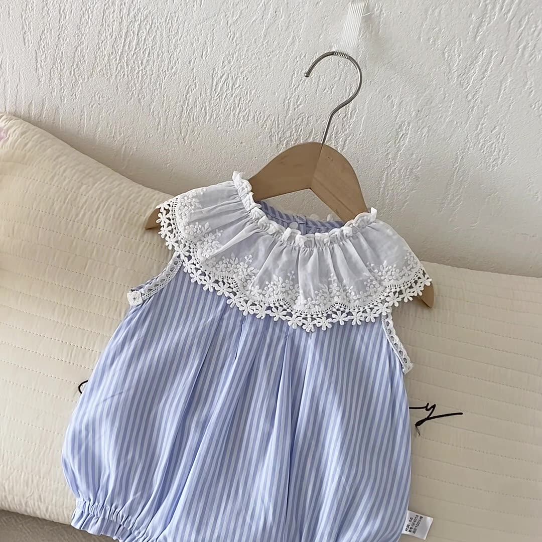 Summer Arrival Baby Girls Sleeveless Flowers Pattern Lace Trim Bodysuit, MyKids-USA®, Baby & Children's One-Pieces, MyKids-USA® -  -  -  -  -  -  - .