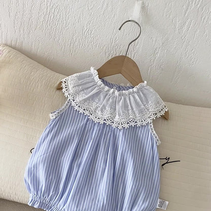 Summer Arrival Baby Girls Sleeveless Flowers Pattern Lace Trim Bodysuit, MyKids-USA®, Baby & Children's One-Pieces, MyKids-USA® -  -  -  -  -  -  - .
