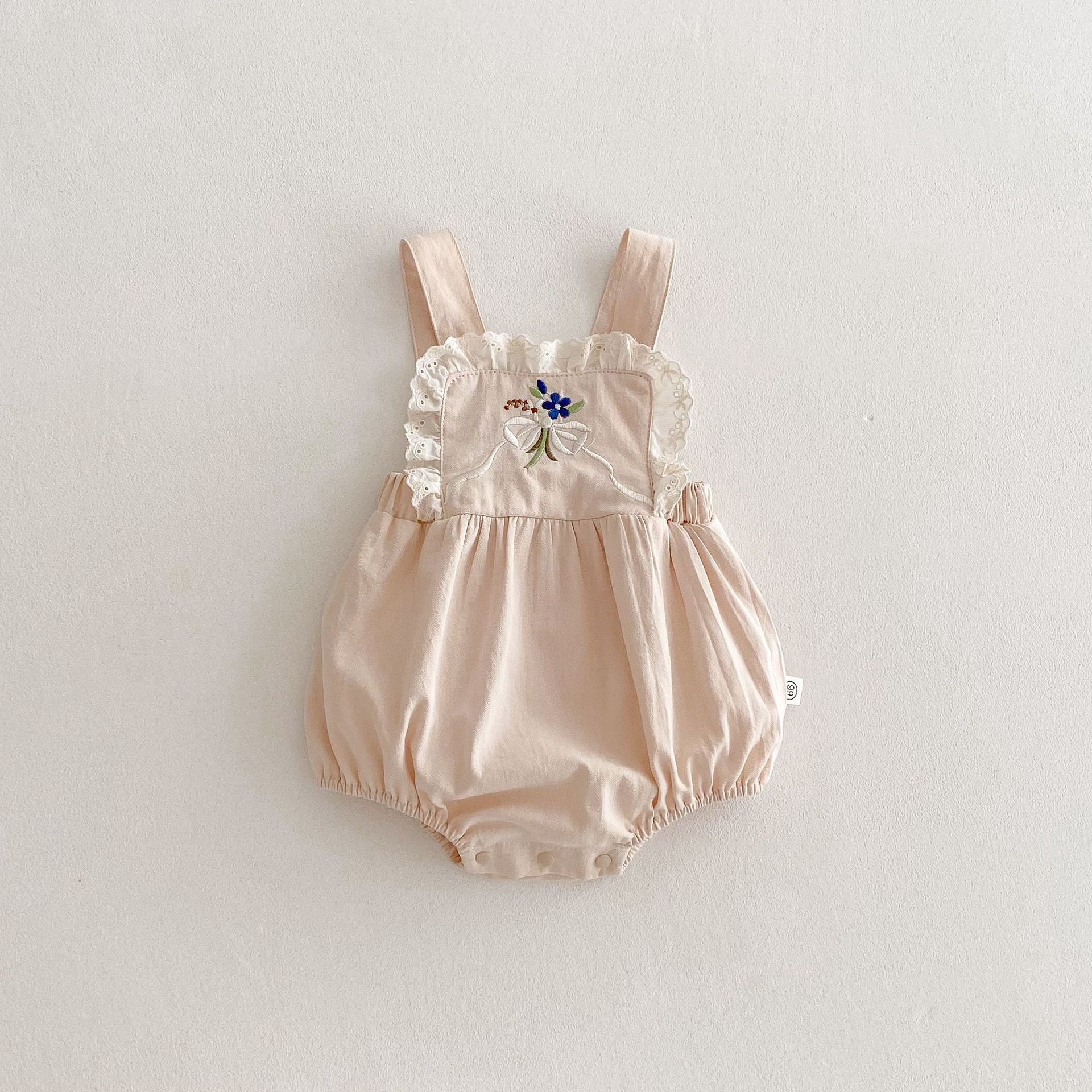 Summer Arrival Baby Girls Sleeveless Flowers Pattern Embroidered Bodysuit Overalls, MyKids-USA®, Baby & Children's One-Pieces, MyKids-USA - Size/Age - 66 (3-6M) - Color - Apricot -  -  - TR2605252340-A.