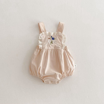 Summer Arrival Baby Girls Sleeveless Flowers Pattern Embroidered Bodysuit Overalls, MyKids-USA®, Baby & Children's One-Pieces, MyKids-USA - Size/Age - 66 (3-6M) - Color - Apricot -  -  - TR2605252340-A.