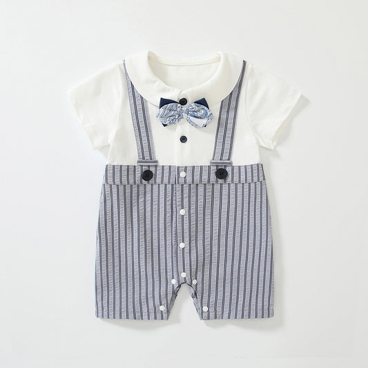 Summer Arrival Baby Boys Short Sleeves Cute Striped Overalls Pattern Rompers, MyKids-USA®, Baby One-Pieces, MyKids-USA -  -  -  -  -  -  - 