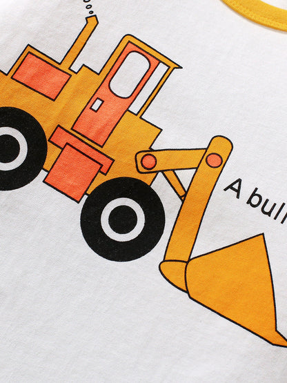Boys’ Vehicles Cartoon Pattern Short Sleeves T-shirt in European and American Style for Summer, MyKids-USA®, Baby & Toddler Tops, MyKids-USA -  -  -  -  -  -  - 