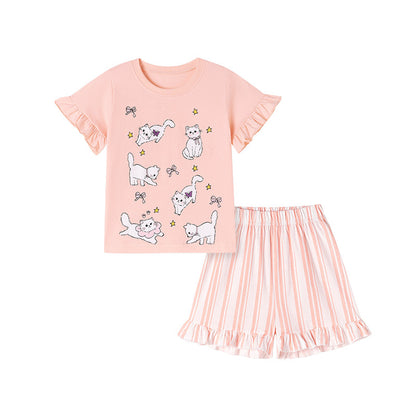 Summer Hot Selling Baby Kids Girls Short Sleeves Animals Pattern T-shirt and Striped Shorts Clothing Set, MyKids-USA®, Baby & Toddler Outfits, MyKids-USA -  -  -  -  -  -  - .