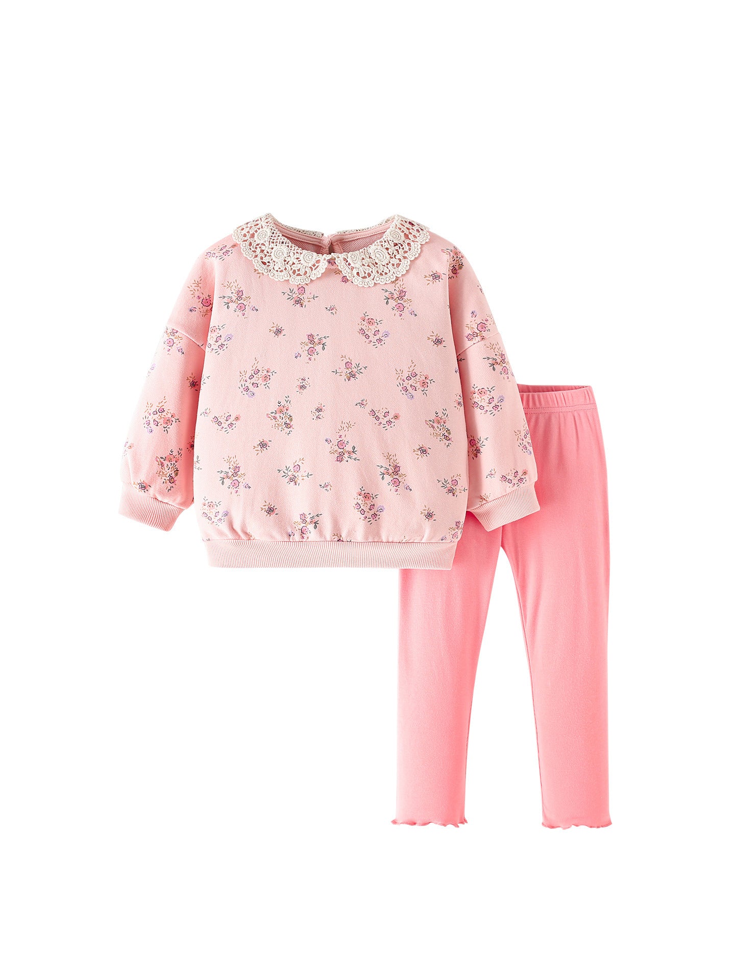 MyKids-USA® Winter and Autumn Baby Kids Girls Flowers Pattern Long Sleeves Sweatshirt and Plain Pants Clothing Set