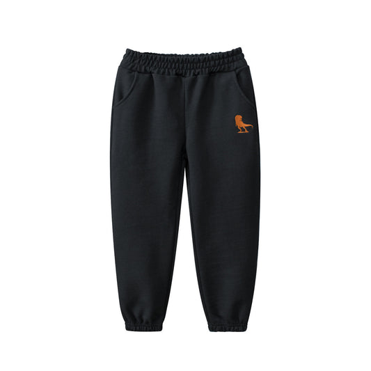 Children’s Spring Boys’ Black Color Dinosaur Logo Pants – Casual Kids Trousers