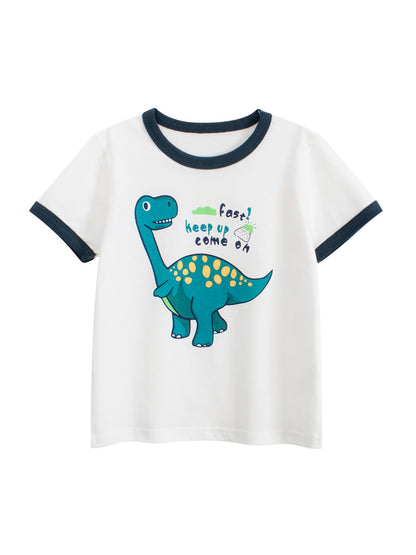 Summer Boys’ Dinosaur and Letters Pattern T-shirt in European and American Style, MyKids-USA®, Baby & Toddler Tops, MyKids-USA -  -  -  -  -  -  - 