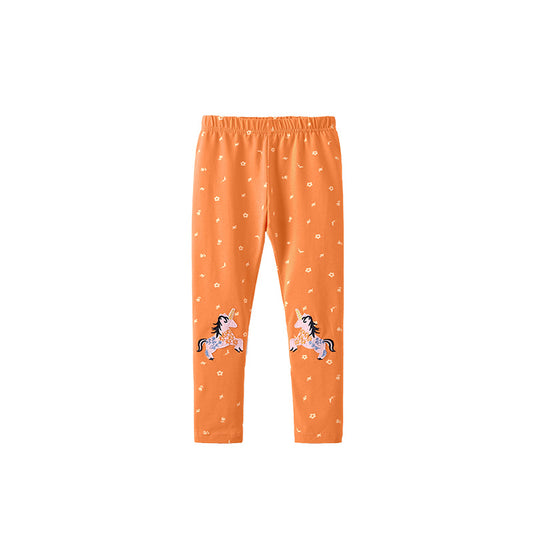Autumn Arrival Baby Kids Girls Floral and Animals Cartoon Pattern Casual Pants, MyKids-USA®, Trousers, MyKids-USA - Size/Age - 100 (2-3Y) - Color - Yellow -  -  - TR2509222240-A