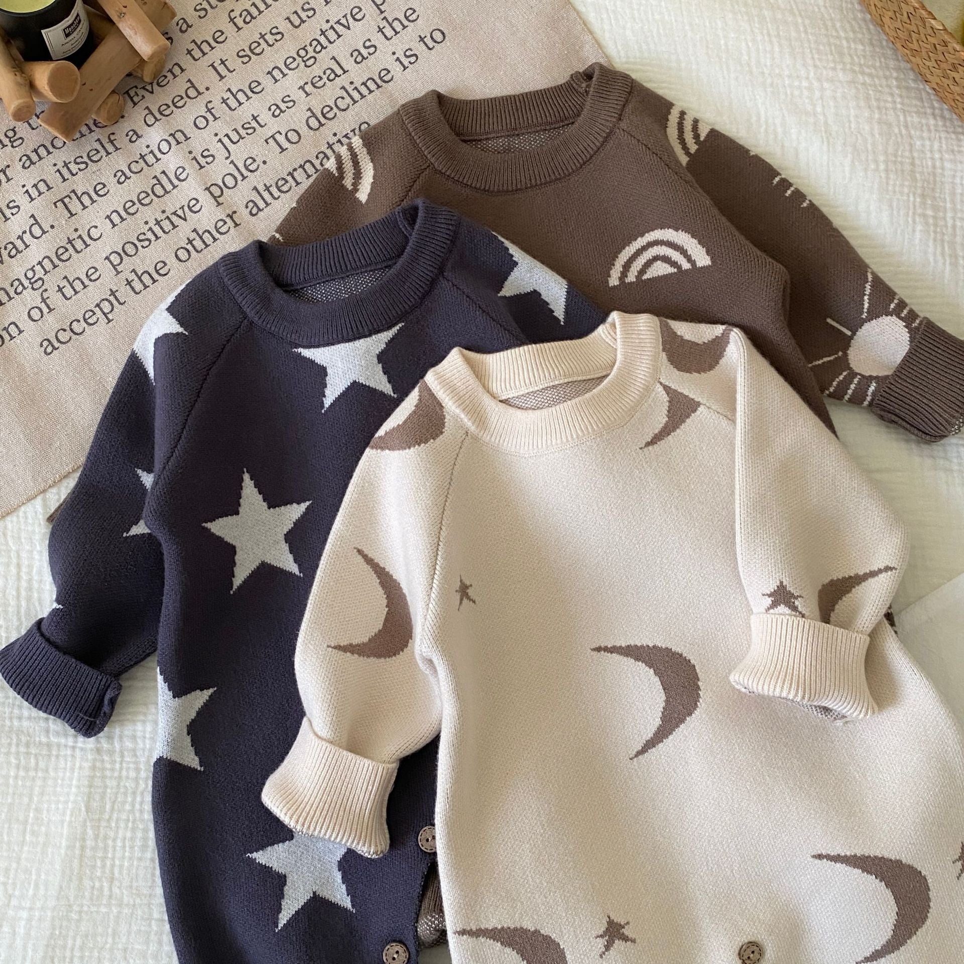 Autumn and Winter Arrival Baby Unisex Long Sleeves Geometric Pattern Knitted Rompers, MyKids-USA®, Baby One-Pieces, MyKids-USA -  -  -  -  -  -  - 