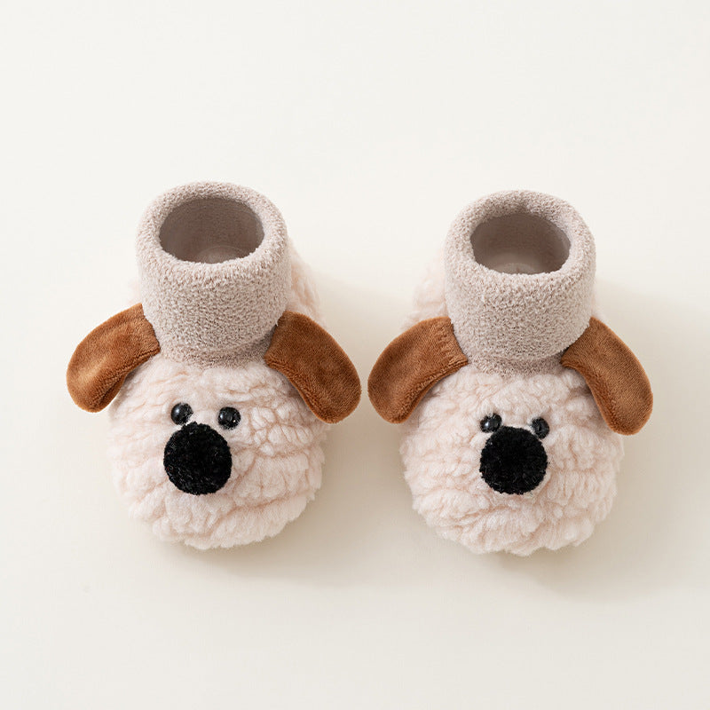 Autumn and Winter Baby Unisex Cute Color Patchwork Puppy Pattern Toddler Soft-Sole Walking Shoes, MyKids-USA®, First Steps & Crawlers, MyKids-USA - Size/Age - insole length 11.00 cm - Color - Beige -  -  - TR2601021032-A.