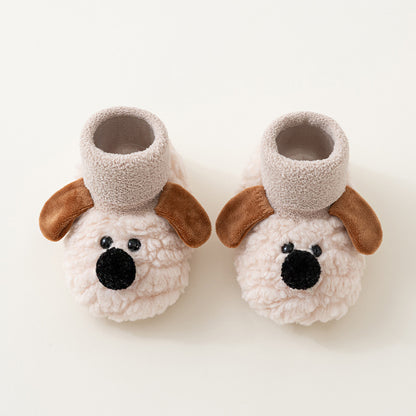 Autumn and Winter Baby Unisex Cute Color Patchwork Puppy Pattern Toddler Soft-Sole Walking Shoes, MyKids-USA®, First Steps & Crawlers, MyKids-USA - Size/Age - insole length 11.00 cm - Color - Beige -  -  - TR2601021032-A.