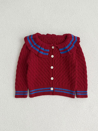 Sailor Style Striped Pattern Single Breasted Cardigan