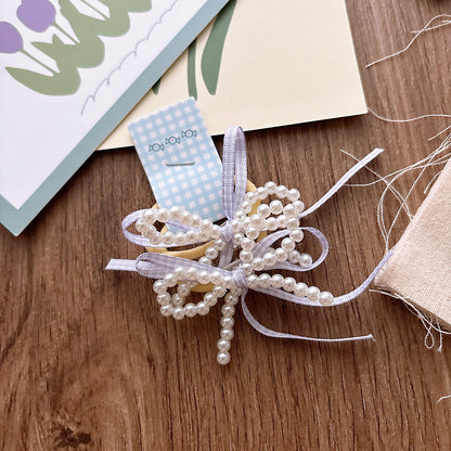 Collection of 2 Versatile Sweet Beaded Hair Ties, MyKids-USA®, Ponytail Holders, MyKids-USA - Size/Age - Average Size (0-12Y） - Color - Purple -  -  - TR2601081519-D.