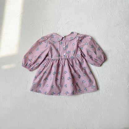 MyKids-USA® Autumn Floral Baby Kids Girls Princess Long Sleeves Peter Pan Collar Dress