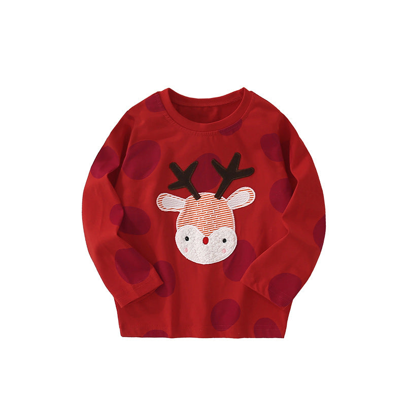 Autumn and Spring Arrival Christmas Cartoon Pattern Long Sleeves Pullover for Stylish Girls, MyKids-USA®, Sweaters, MyKids-USA - Size/Age - 100 (2-3Y) - Color - Red -  -  - TR2509142207-A