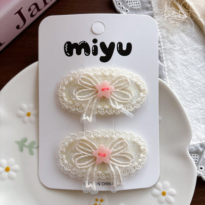 Collection of Flowers Embroidered Hair Clips, MyKids-USA®, Hair Pins, Claws & Clips, MyKids-USA - Size/Age - Average Size (0-12Y） - Color - Light Pink -  -  - TR2605022133-C.