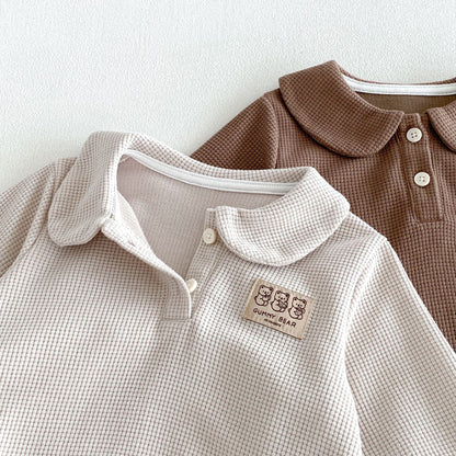 MyKids-USA® Autumn Arrival Baby Kids Girls Long Sleeves Peter Pan Collar Teddy Pattern Bodysuit