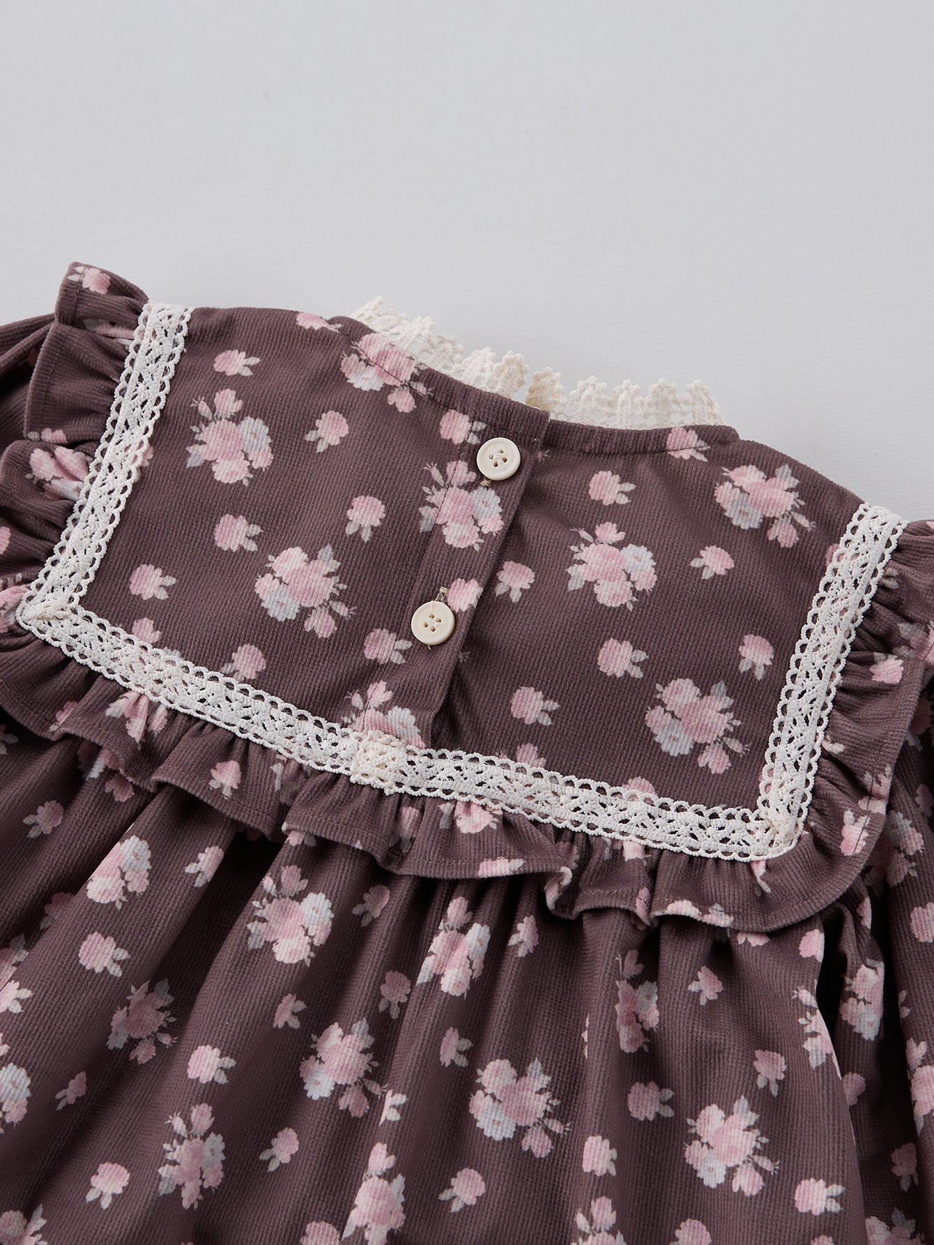 Spring and Autumn Floral Printed Long-sleeved Dress with Lace Neck for Stylish Girls, MyKids-USA®, Baby & Toddler Dresses, MyKids-USA -  -  -  -  -  -  - 