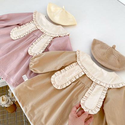Spring and Autumn Rabbit Design Long-sleeved Dress with Ear Collar for Stylish Girls, MyKids-USA®, Baby & Toddler Dresses, MyKids-USA -  -  -  -  -  -  - 