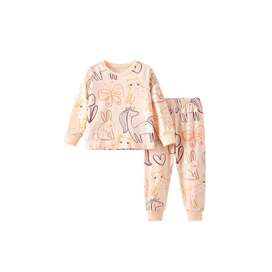 Spring and Autumn Girls Cartoon Pattern Long Sleeves Top and Pants Clothing Set, MyKids-USA®, Baby & Toddler Outfits, MyKids-USA - Size/Age - 100 (2-3Y) - Color - Apricot -  -  - TR2509222248-A