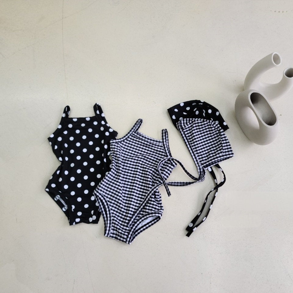 Arrival Girls’ Plaid and Floral Pattern Swimwear with Hat Set, MyKids-USA®, Baby & Toddler Swimwear, MyKids-USA -  -  -  -  -  -  - .