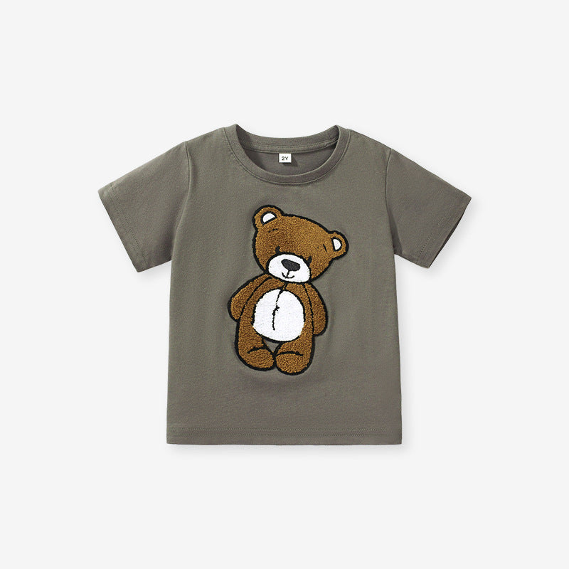 Kids Crew Neck Animals Cartoon Pattern T-Shirt In European And American Style For Summer
